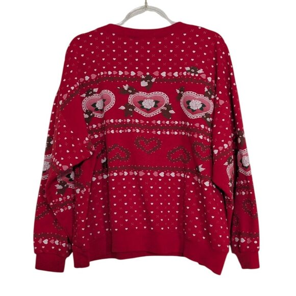 Vintage Spumoni Valentines Sweatshirt Womens Size XL Red Teddy Bear Heart - Picture 7 of 10